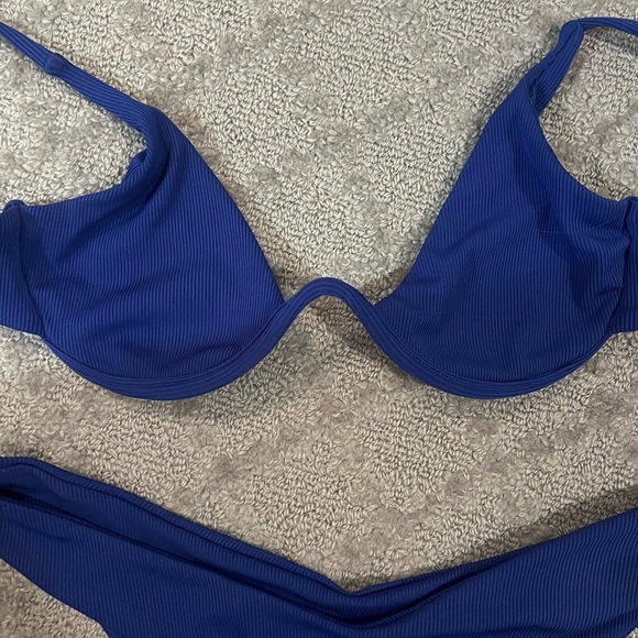 Royal Blue Ribbed Bikini - Picture 2 of 4
